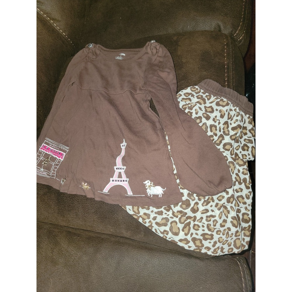 Gymboree parisian chic dog top size 5 leopard skirt size 6